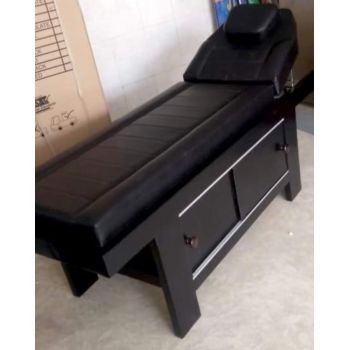 Professional Salon Facial Therapy Massage Bed with Wooden Storage Cabinets 